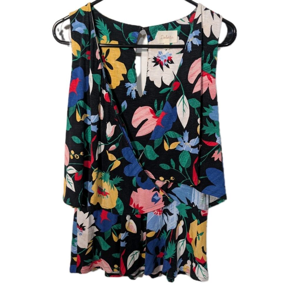 Deletta Tank Top Blouse Women's Sleeveless V-Neck Size Small * Bloomcore Floral